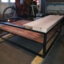 Table basse industrielle chêne massif, pin et acier