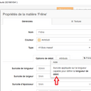 Surcote de débit (configurées sur la matière)