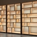 Etagères hêtre avec éclairage LED