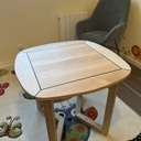 Table d'appoint bouleau, chêne et joints pont de bateau