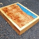 Jeu de backgammon en orme galeux et epoxy
