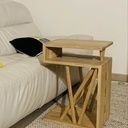 Bout de canapé en bois et vitrail