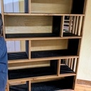 Bibliothèque chêne ébonisé et meurisier