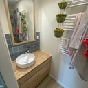 Meuble de salle de bain en frêne + Miroir