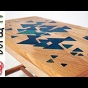 Banc de piano en chêne avec incrustation époxy