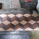 Marqueterie jeux fond cube