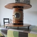 Table basse touret avec gravure