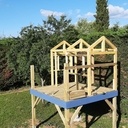 structure terminée, vue avant pose du bardage et du toit