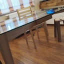 Table Frêne et plateau verre