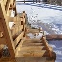 Escalier massif exterieur mélèze