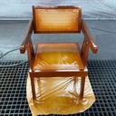 Chaise de bureau en chêne et paille de Vienne - inspiration Pierre Jeanneret.