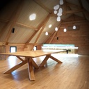 Table de réception en frêne avec ses chaises