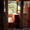 Tableau Acajou massif en symétrie et gaufrage crâqué feuilles 24K