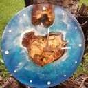Horloge "iles" en epoxy & frêne