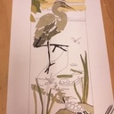 Marqueterie avec un héron