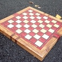 Echiquier en orme, chêne et noyer