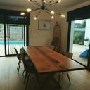 Table chêne et noyer