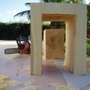 Tabouret massif en Flamboyant