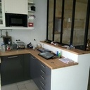 Verrière en chêne et meubles bas