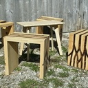 Tabouret "Racines" en bois sur-cyclé