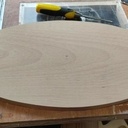 Mirroir coiffeuse en chêne et plateau oval en hêtre