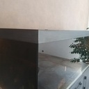 Meuble aquarium en chêne lamellé collé