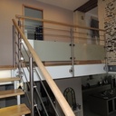 Escalier bois acier inox verre