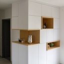 Agencement de salon et claustra