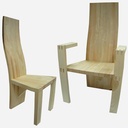 Chaises galbées chêne/frêne-olivier