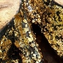 Tableau Acajou massif en symétrie et gaufrage crâqué feuilles 24K