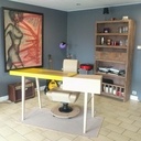 Bureau Collaps en chêne brossé et contre plaqué laqué