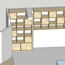 Bibliothèque et banc de lecture