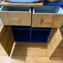 Commode à langer convertible en chêne et contre-plaqué