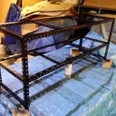 Table basse : Bois et métal