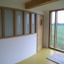 Porte cintrée en plan avec hublot cintré en plan et en élévation