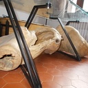 Table basse verre ferronnerie sophora du japon