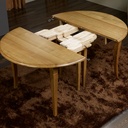 Table ronde à volets réalisée en Chêne Massif de style Louis Philippe 8 pieds sabres 6 allonges de 40 cm DIAMETRE 105
