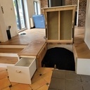 Agencement d'espace entre cuisine et salon