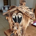 Nichoirs personnages en bois brulé