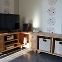 Meuble TV d'angle en merisier