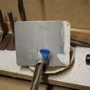 Ecran bidouillé afin d'éviter la projection des copeaux sur moi, monté sur une gouge me servant à dégrossir