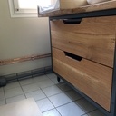 Meuble de salle de bain chêne / OSB / acier