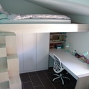 Lit mezzanine avec son armoire et son bureau