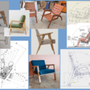 Fauteuil de lecture en frêne pour l'atelier