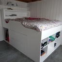 Lit deux place haut avec rangements