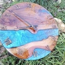 Horloge vieux chene et epoxy Ø50 cm