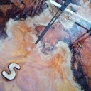 Horloge cerisier & epoxy " monde à l'envers" Ø50cm