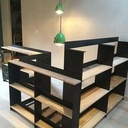 Garde-corps / étagère, bois et métal