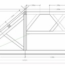 Le schéma de l'épure avec 1/2 ferme et le double faîtage avec crois de Saint-André