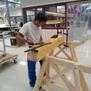 Fabrication d'un poinçon à l'outillage traditionnel par un élève de CAP Constructeur Bois (2018) au lycée des métiers Le Nivolet